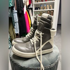 Rick Owens Grey High-Top Sneakers